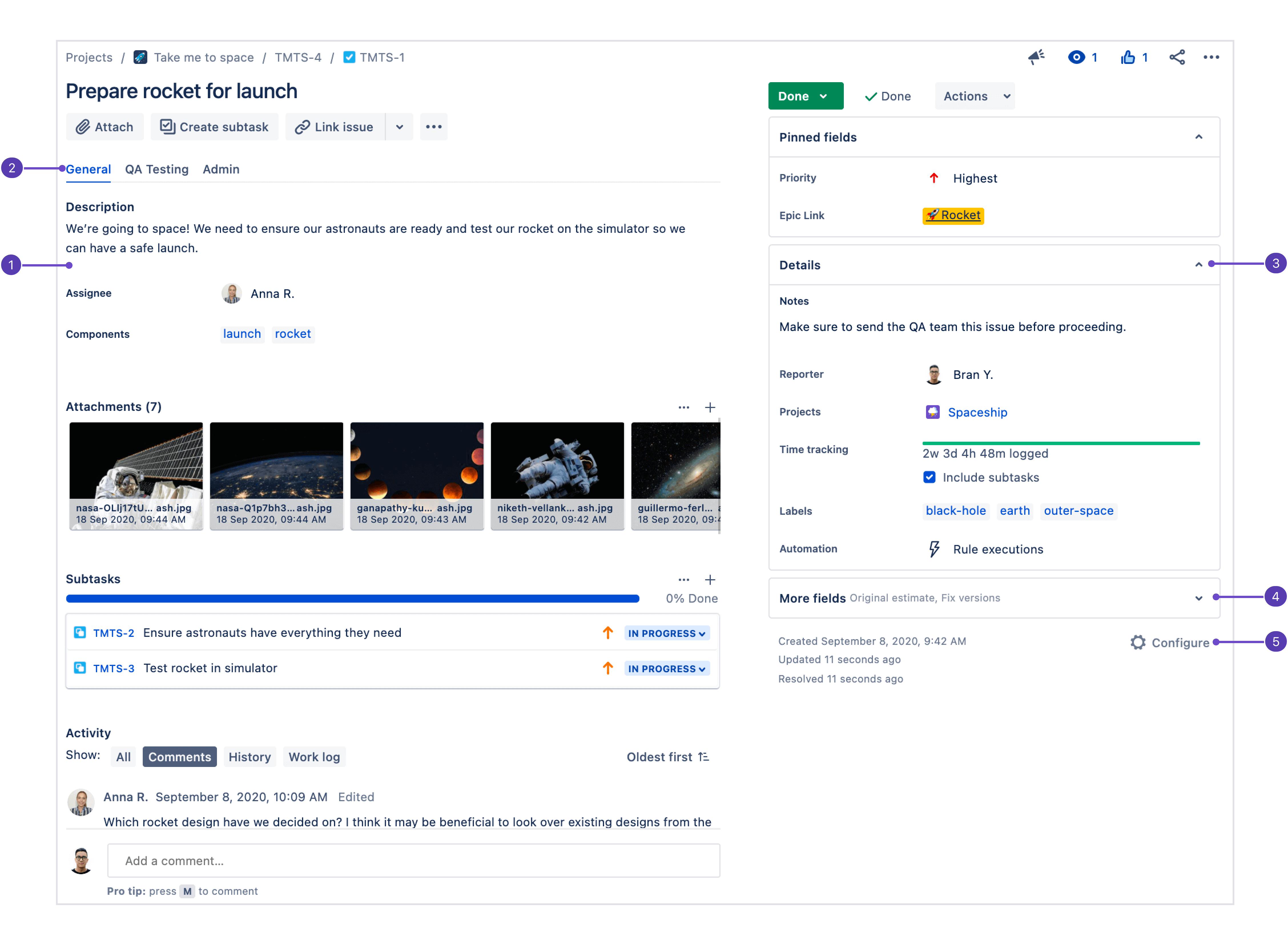 Jira Software 中工作项的完整窗口视图